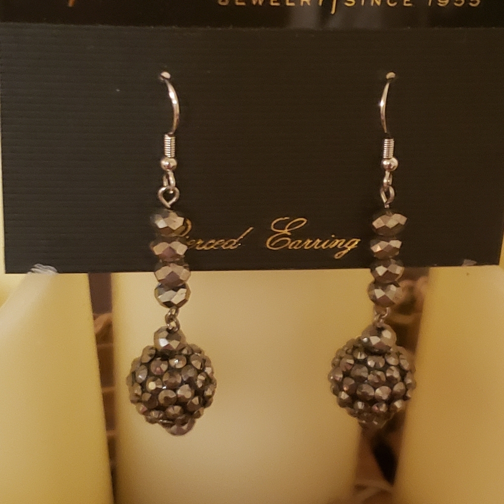 PARKLANE vintage Earrings Silver Marcasite Sparkly Drops - Picture 2 of 3